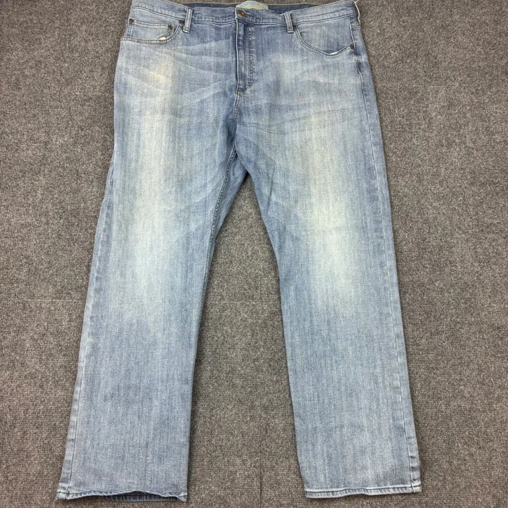 Wrangler Mens Size 40x30 Straight Fit Flex Blue Denim Jeans Light Wash Blue Tag